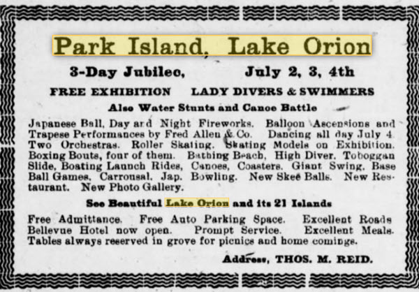 Park Island - Jul 1 1921 Ad